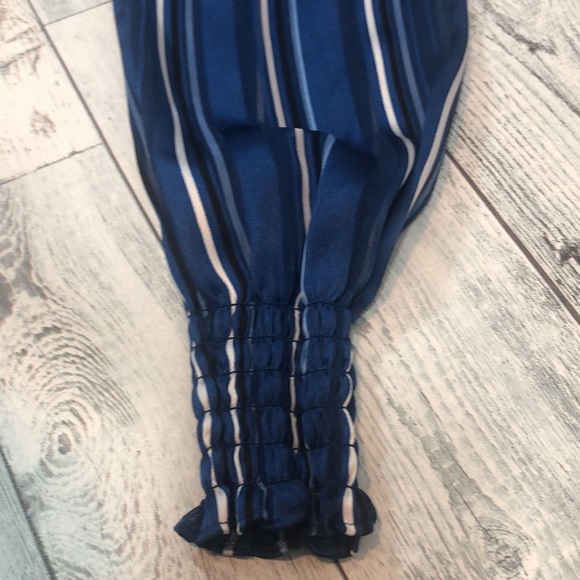 White House Black Market Striped Long Sleeve Surplice Blouse Medium - Picture 9 of 11